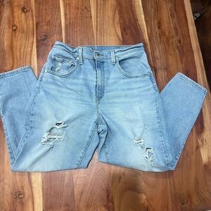 LEVIS SilverTab Jeans Womens 31 Blue Distressed Mom Jean High Waisted Denim